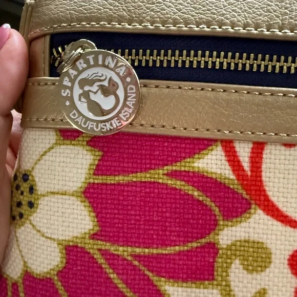 Spartina 449 Pink and Gold Crossbody Bag with Floral Design - Picture 7 of 7